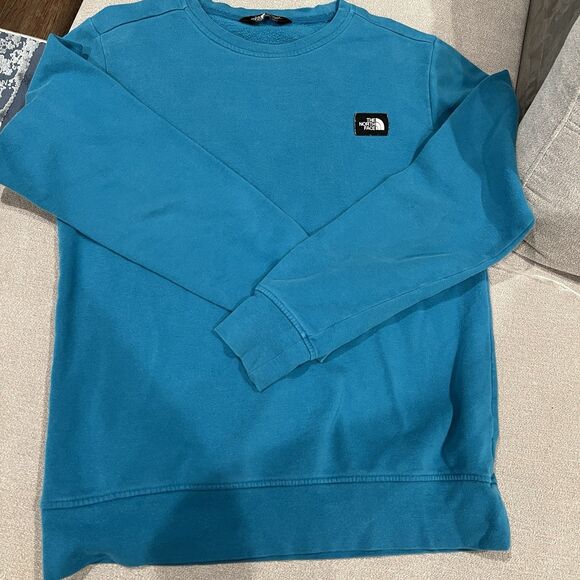 North Face Sweatshirt Mens Small Blue Heritage Patch Crew Neck Sweater - Picture 1 of 7